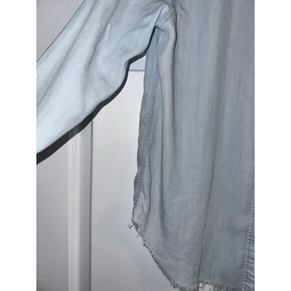 Rails Ingrid Raw Light Vintage Shirt Blue Raw Hem Long Sleeve Button Down Sz S - Picture 5 of 12
